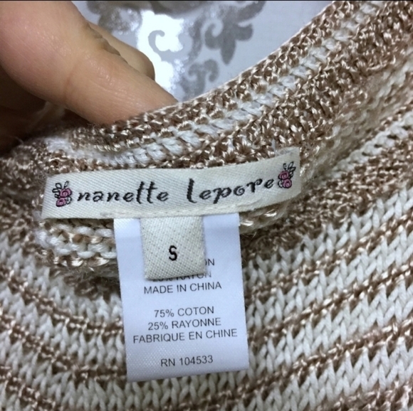 Nanette Lepore Crochet Gold and Cream Holiday Sweater - Picture 8 of 8